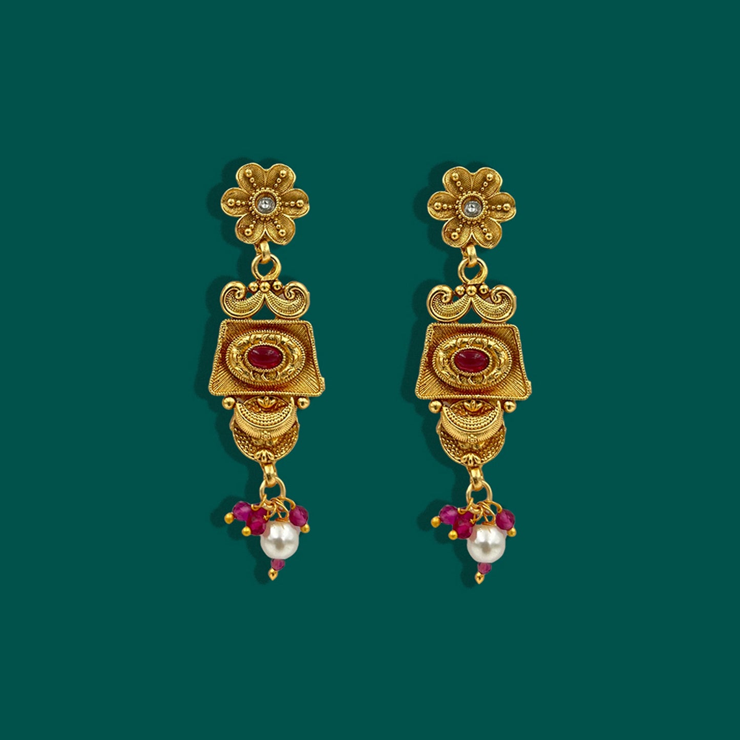 Pink Anti-Tarnish Flower Necklace Set