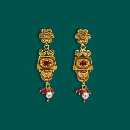 Pink Anti-Tarnish Flower Necklace Set