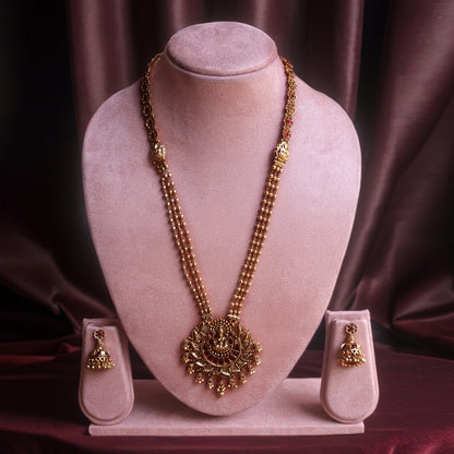 Gold Royal Ruby Temple Necklace Set