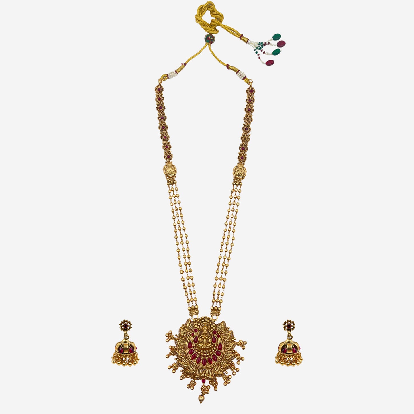 Gold Royal Ruby Temple Necklace Set