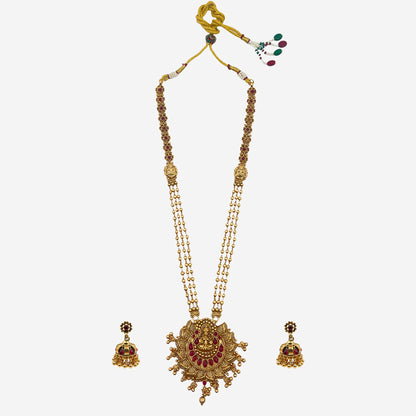 Gold Royal Ruby Temple Necklace Set