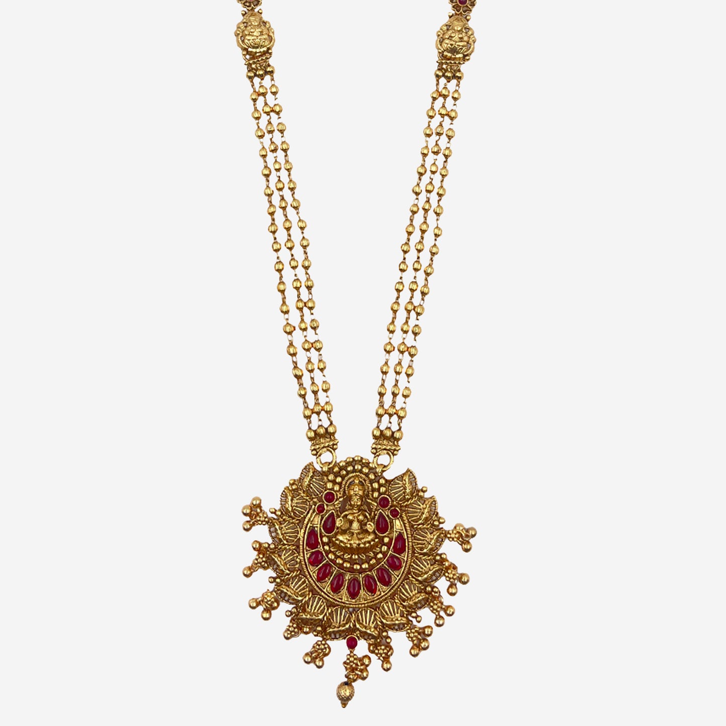 Gold Royal Ruby Temple Necklace Set