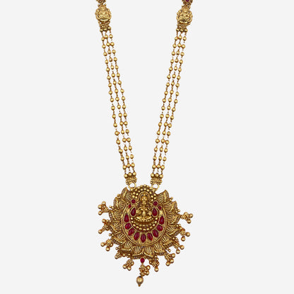 Gold Royal Ruby Temple Necklace Set