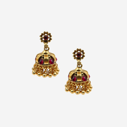 Gold Royal Ruby Temple Necklace Set