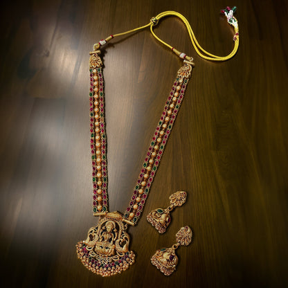 Anti-Tarnish Long Laxmi Temple Set