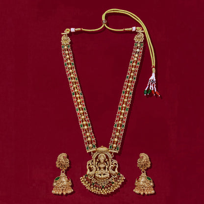 Anti-Tarnish Long Laxmi Temple Set