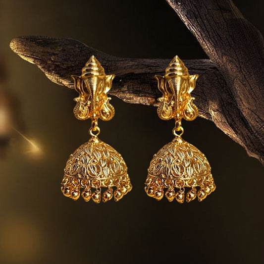Golden Ganesha Jhumka Earring