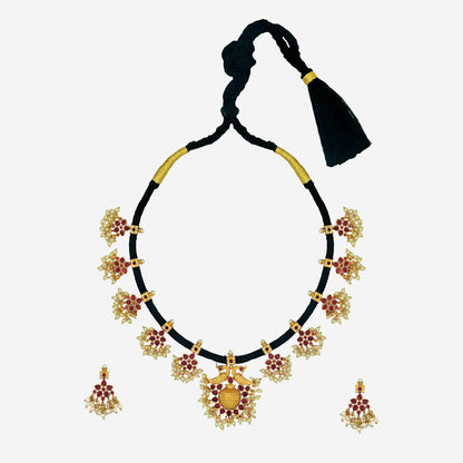 Cord Station Black Necklace Set