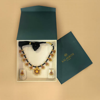 Cord Station Black Necklace Set