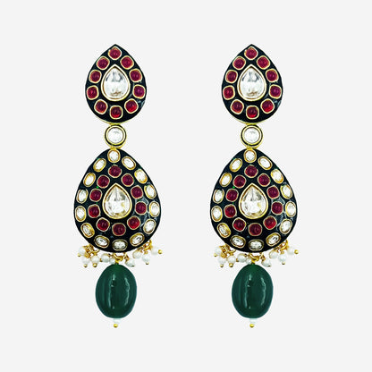 Green Polki Studded Jewellery Set