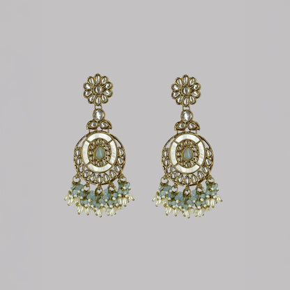 Kundan Studded Flower Mother of Pearl Earrings