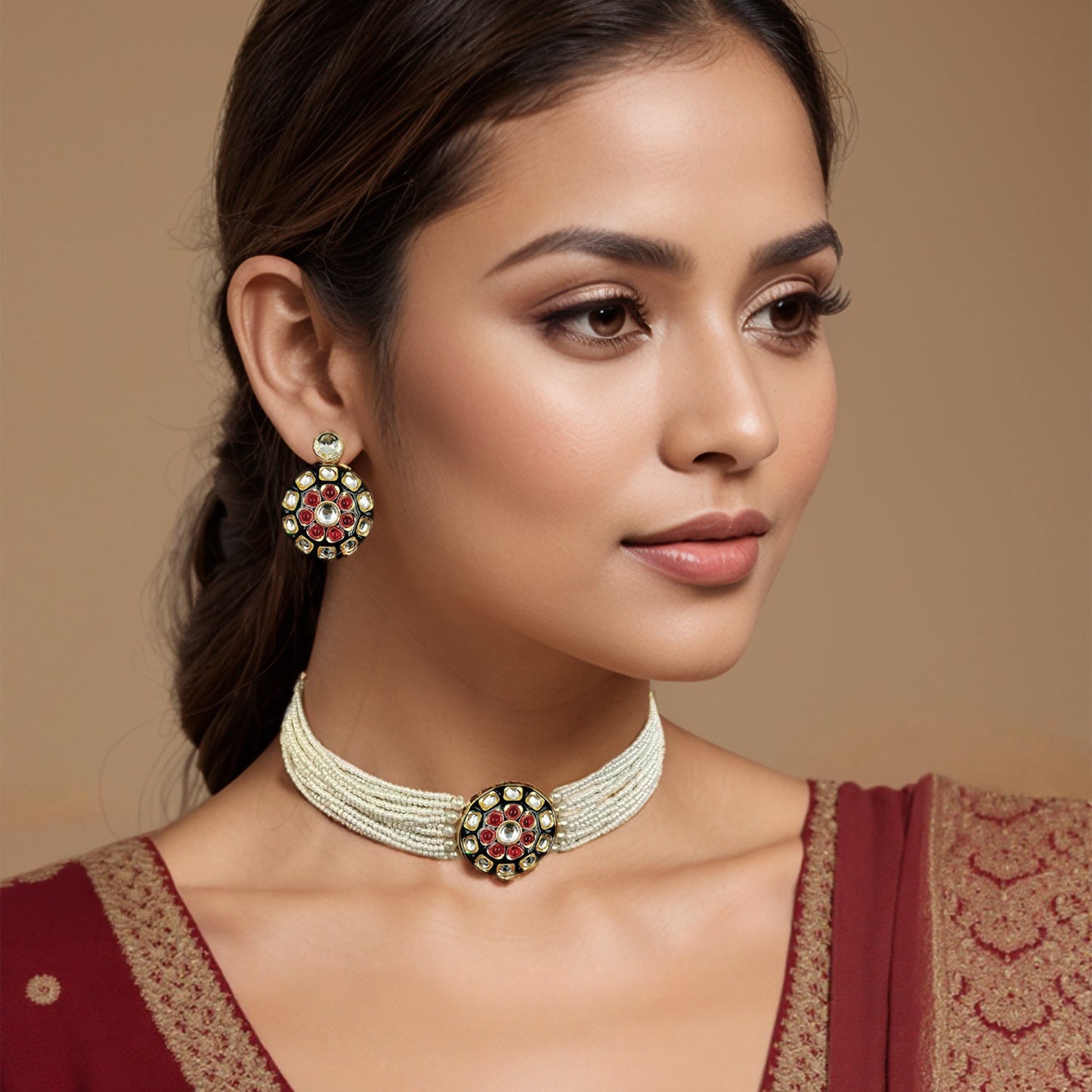 Kundan Pearl Choker Set