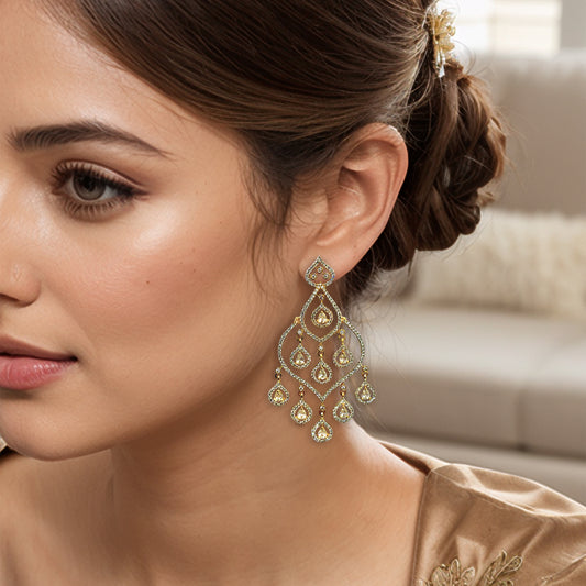 Zara Gold TwoTone Chandlier Earring