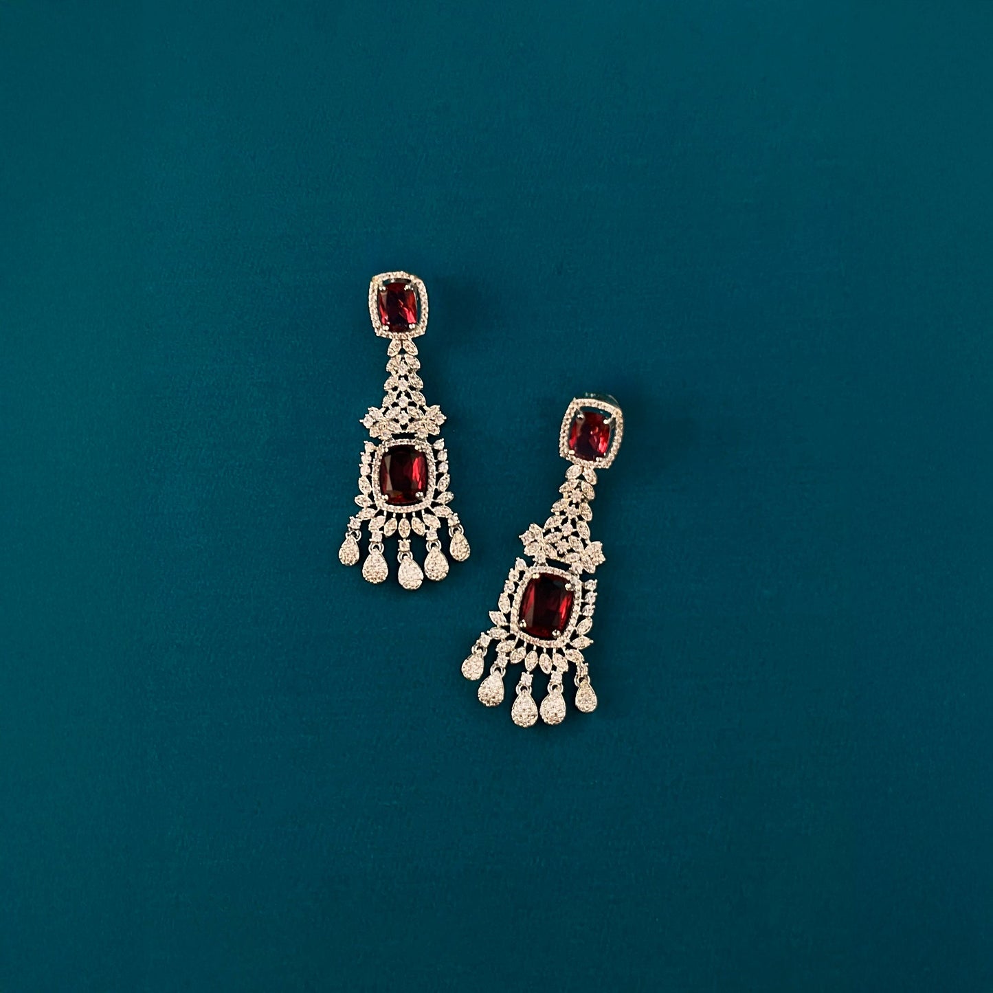 Silver Victoria Ruby Necklace Set
