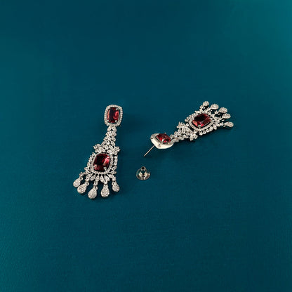 Silver Victoria Ruby Necklace Set