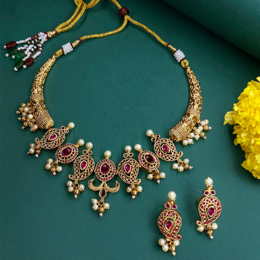 Vasundhara Antique Gold Necklace Set