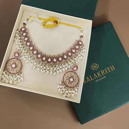 Aziza Begum Ruby and Pearl Necklace Set