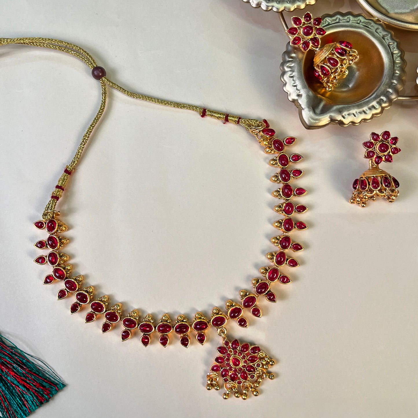 Tarini Ruby Necklace Set