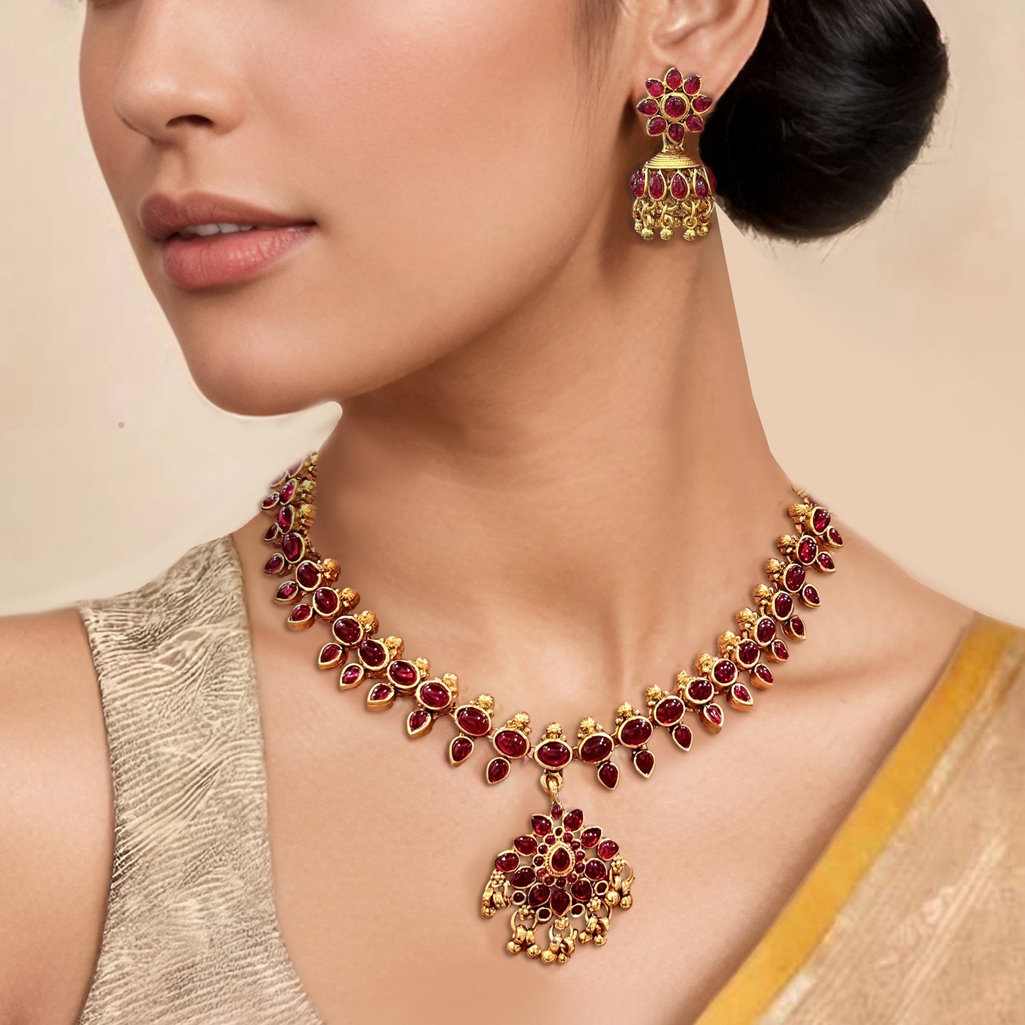 Tarini Ruby Necklace Set