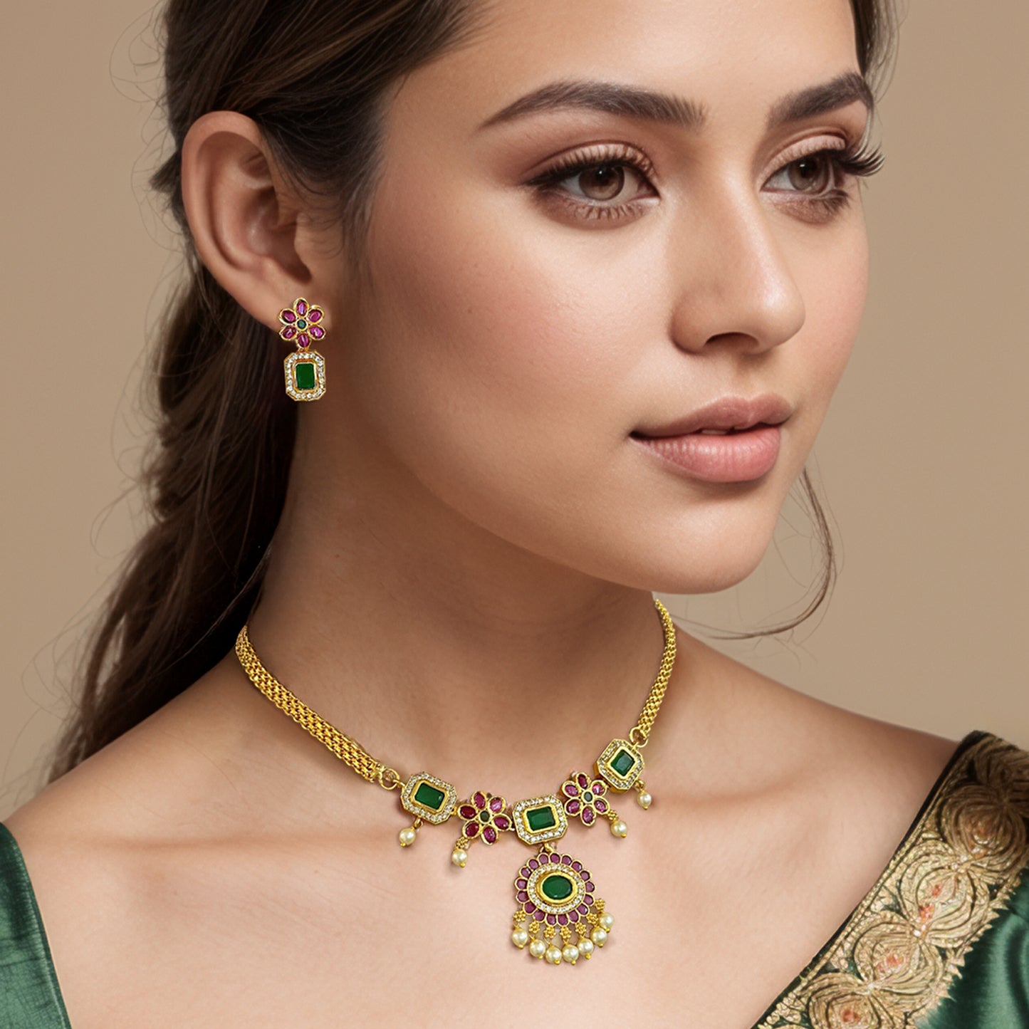 Meera Floral Necklace Set