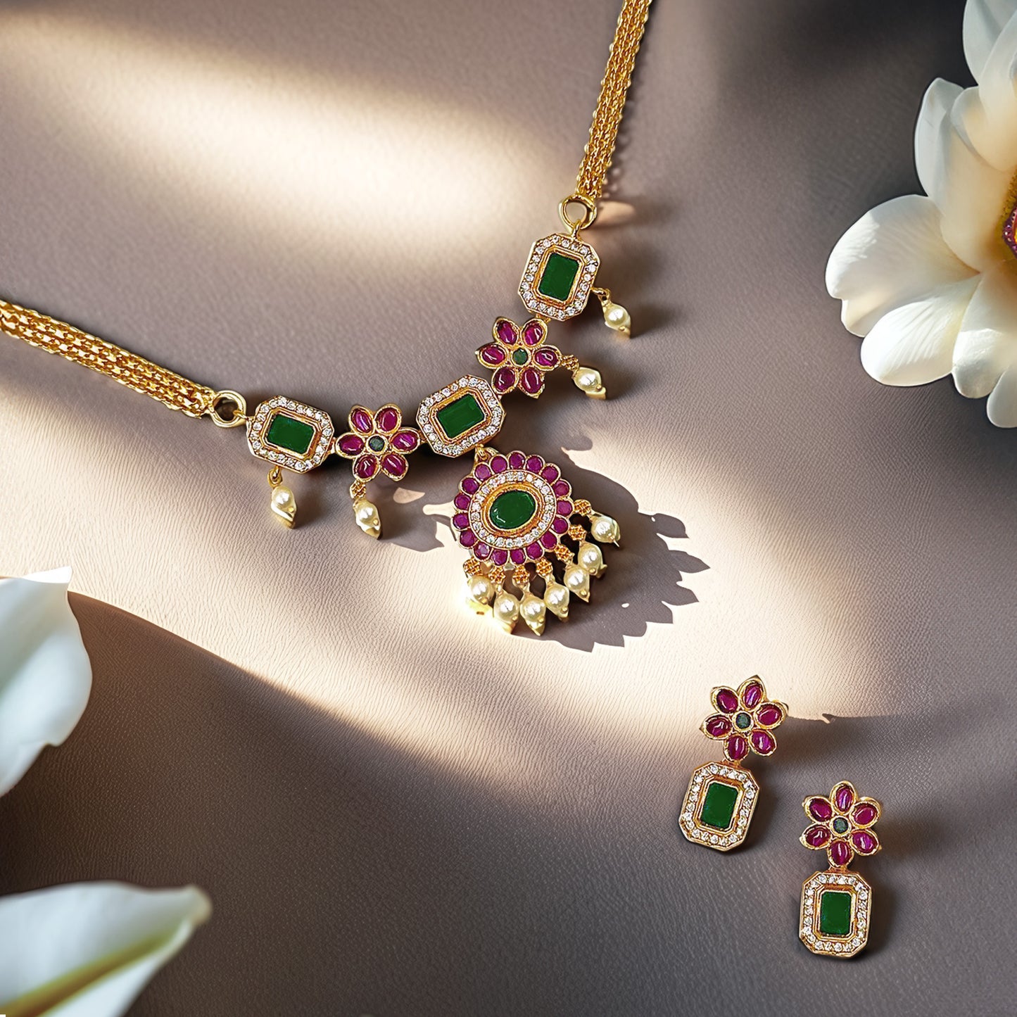 Meera Floral Necklace Set