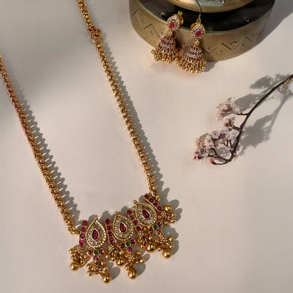 Indira Gold Long Necklace Set