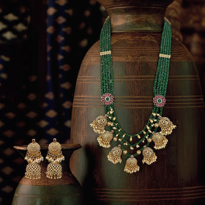 Rajvi Multilayer Green Beaded Necklace Set