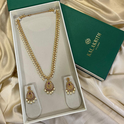 Vaidehi Gold Long Necklace Set
