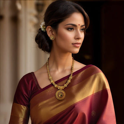 Mayuri Beaded Red Long Necklace set