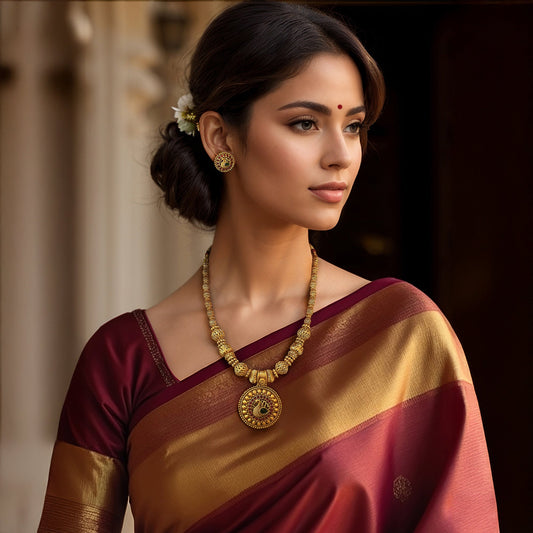 Mayuri Beaded Red Long Necklace set