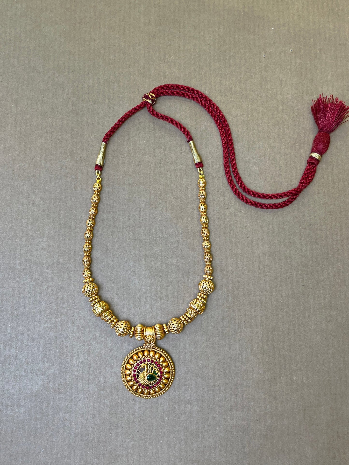 Mayuri Beaded Red Long Necklace set