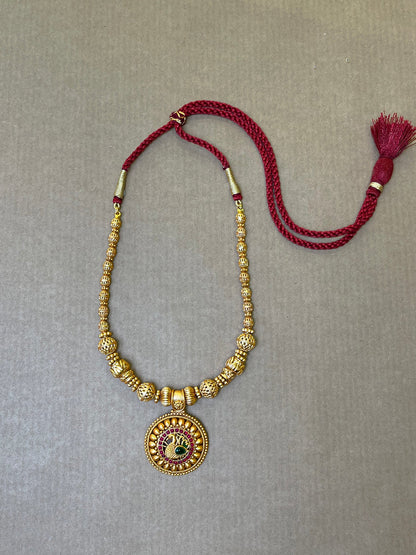 Mayuri Beaded Red Long Necklace set