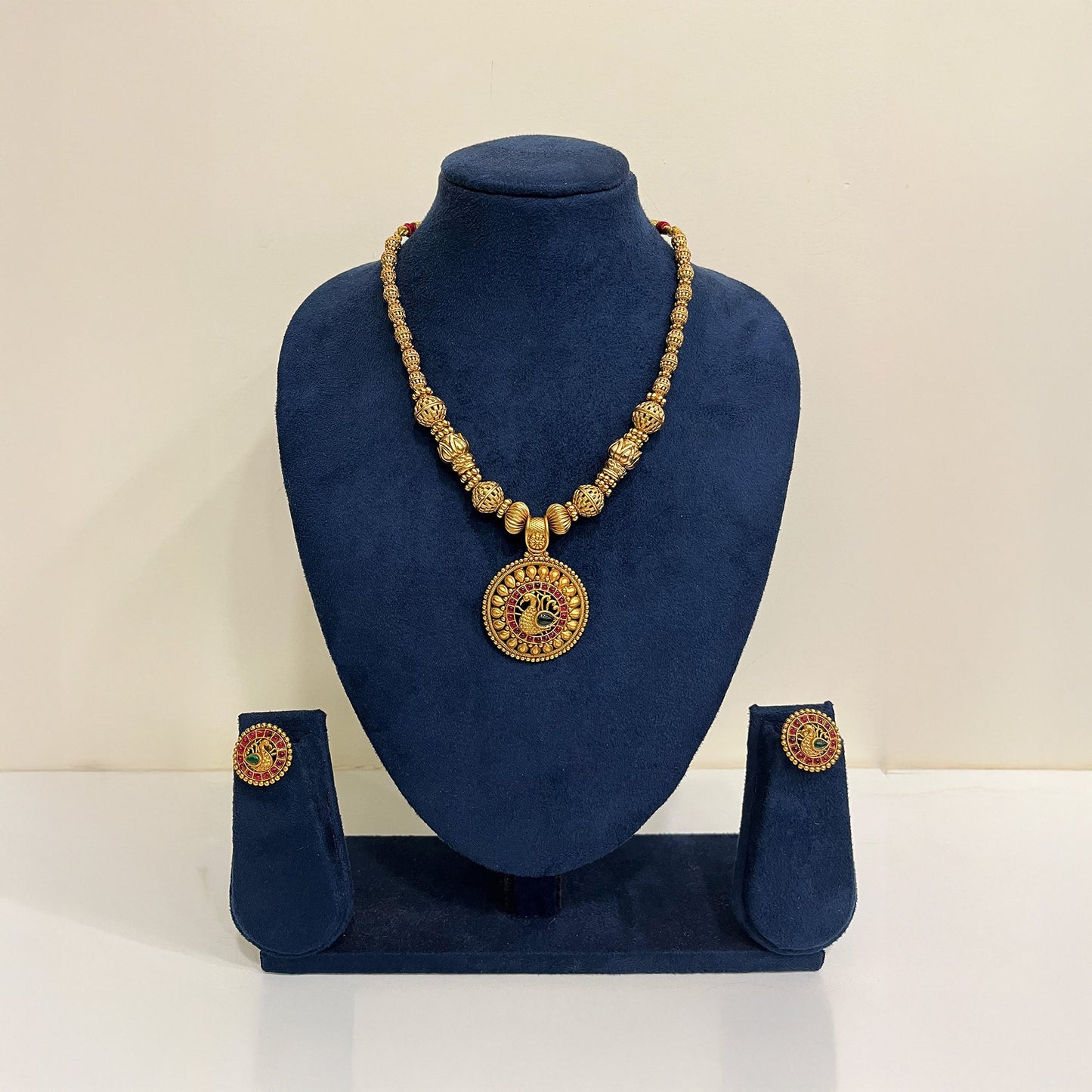Mayuri Beaded Red Long Necklace set