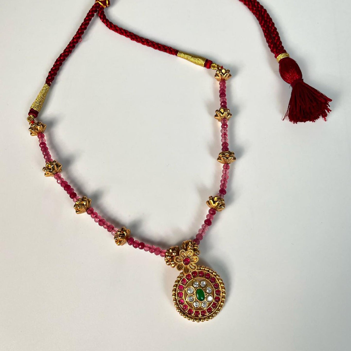 Rajni Red Beaded Necklace Set