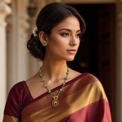 Rajni Green Beaded Necklace Set