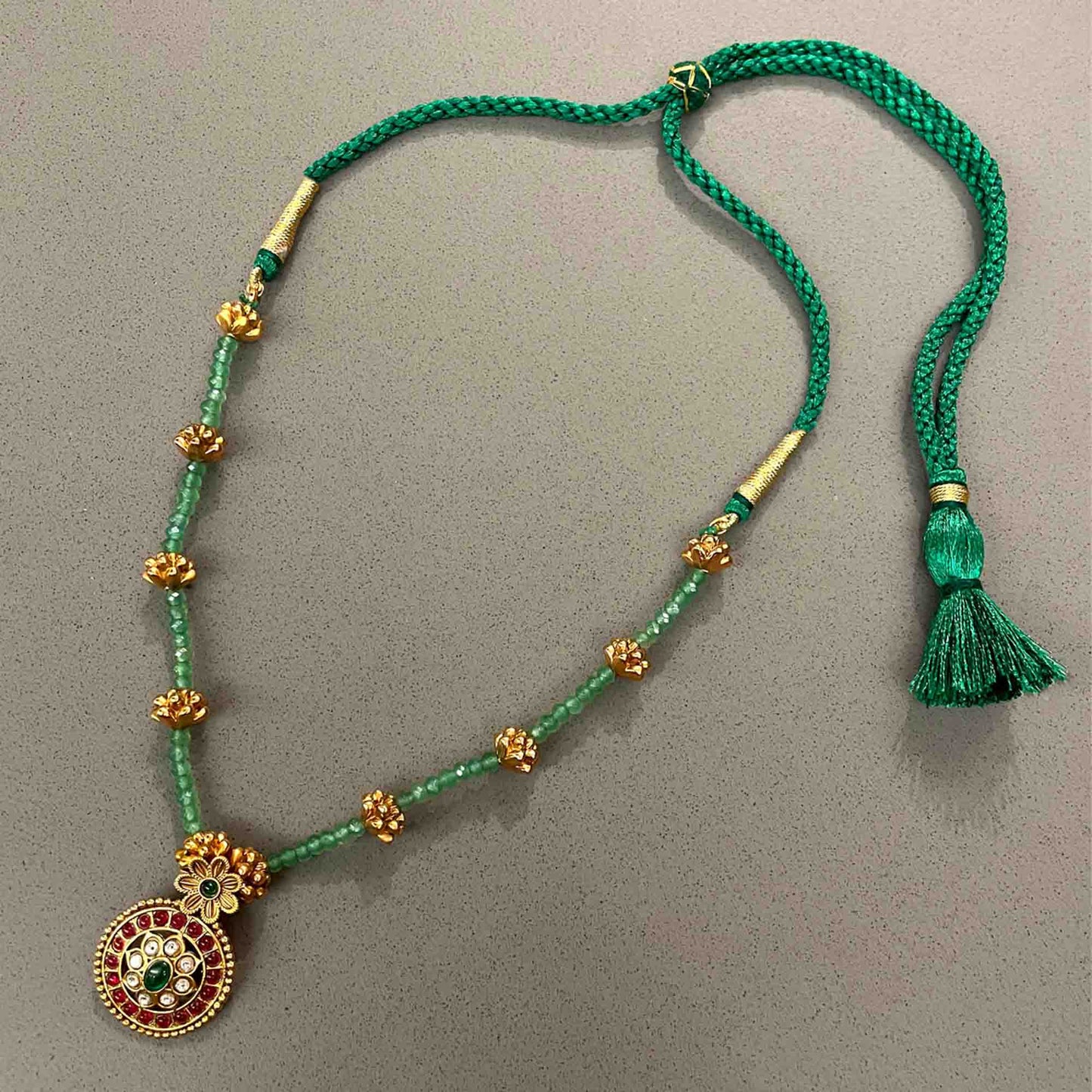 Rajni Green Beaded Necklace Set