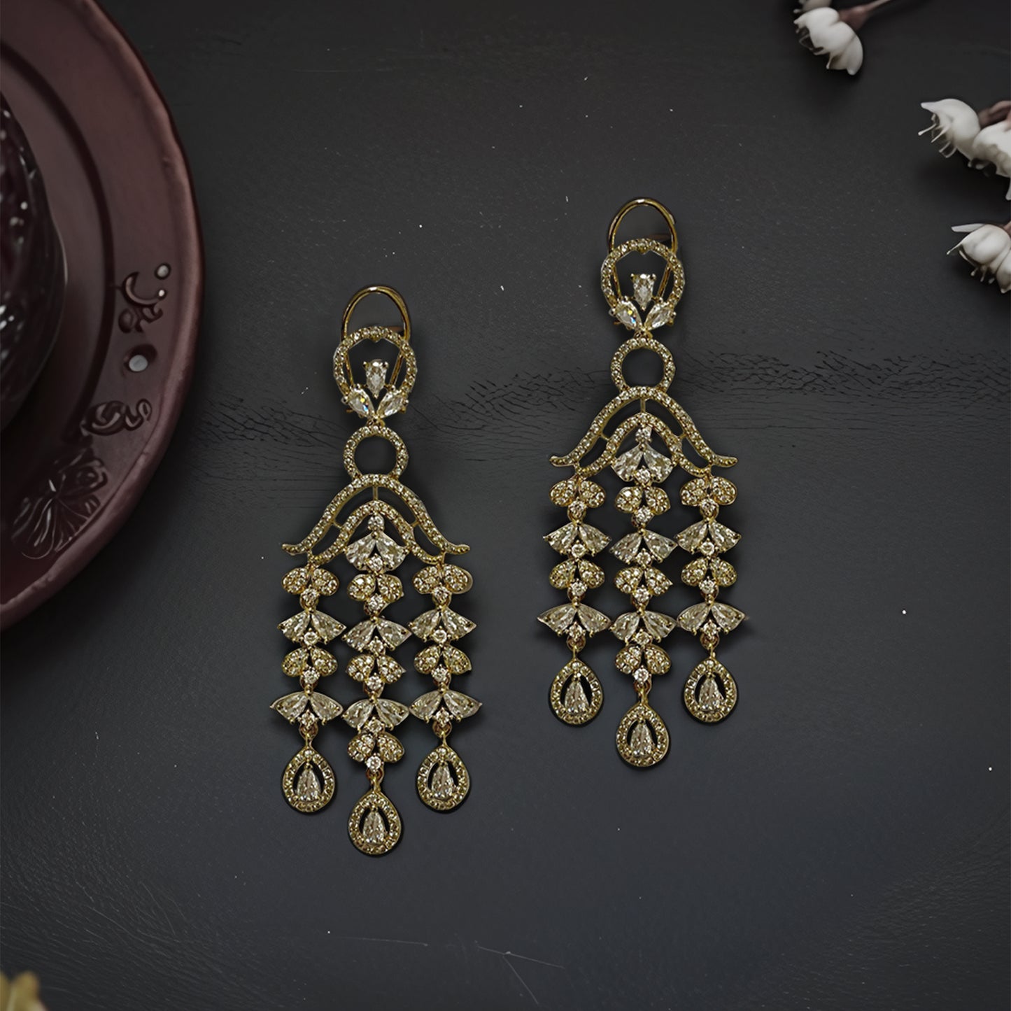 Meher Gold Multi Drop Danglers