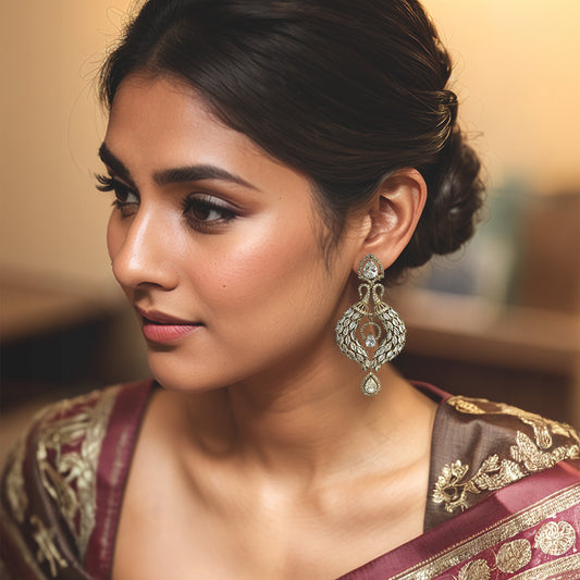 Mahira Gold Pear Drop Danglers Earrings
