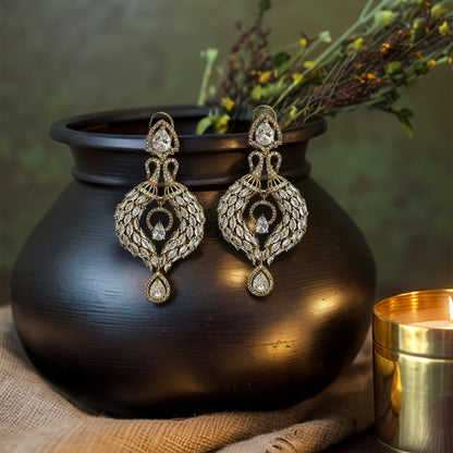 Mahira Gold Pear Drop Danglers Earrings