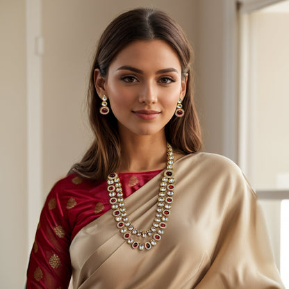 Manika Layered Ruby Kundan Necklace Set