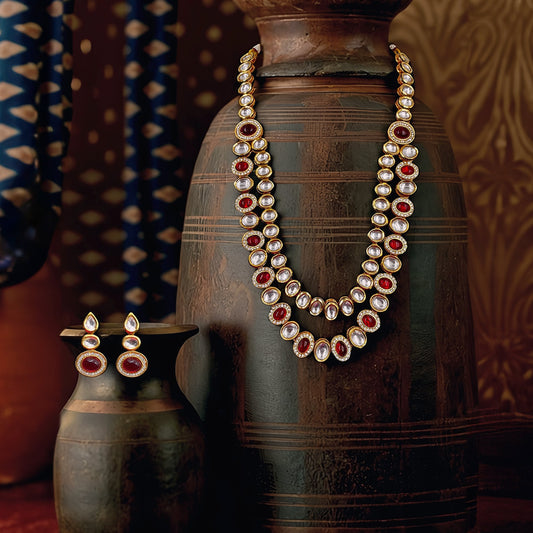 Manika Layered Ruby Kundan Necklace Set