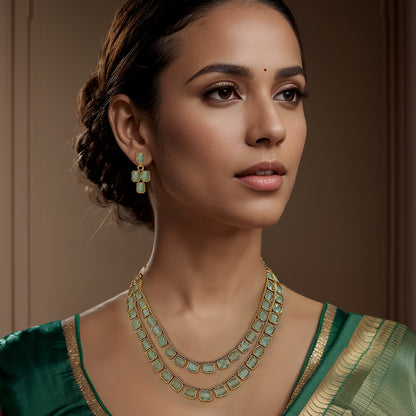 Soma Green Stone Necklace Set