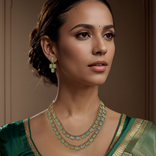 Soma Green Stone Necklace Set