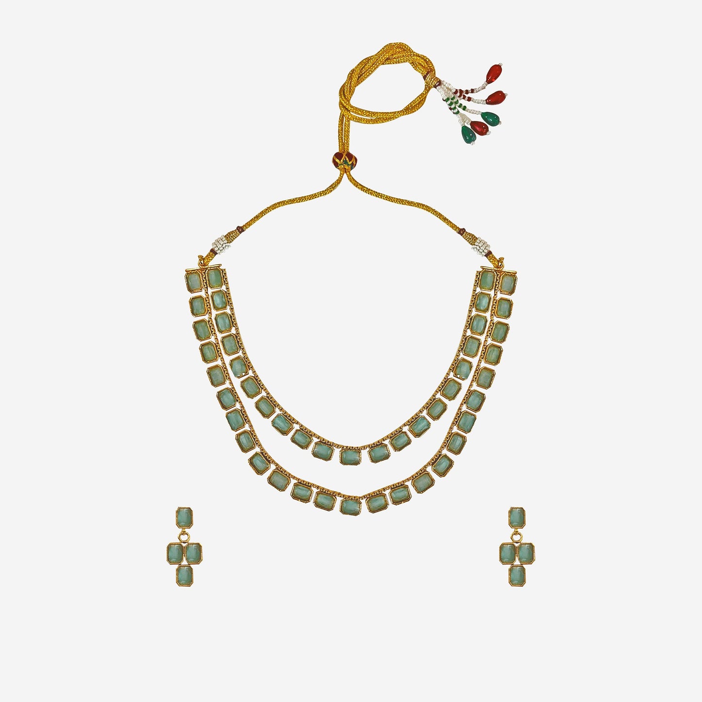 Soma Green Stone Necklace Set