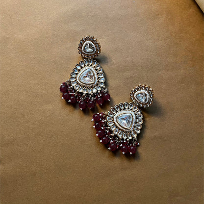Gulnaar Maroon Kundan Studded Pearl Necklace Set