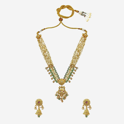 Rajvari Beaded Green Beaded Necklace