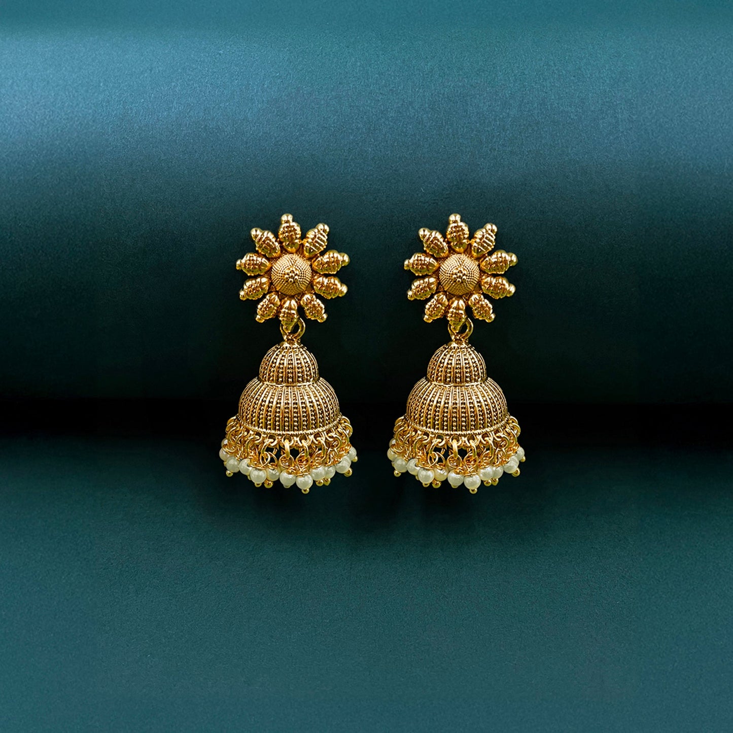 Usha Temple Antique Gold Necklace Set