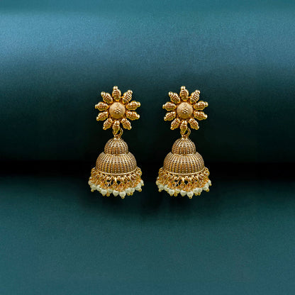 Usha Temple Antique Gold Necklace Set