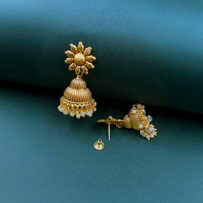 Usha Temple Antique Gold Necklace Set