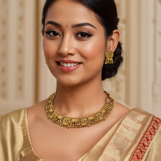 Gajalaxmi Gold Temple Necklace Set